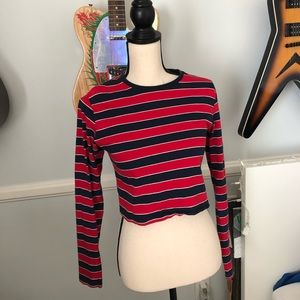 Brandy Melville • Red and Blue striped long sleeve